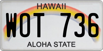 HI license plate WOT736