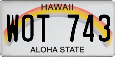 HI license plate WOT743