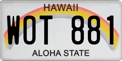 HI license plate WOT881