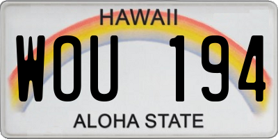 HI license plate WOU194