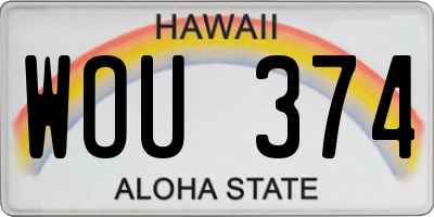 HI license plate WOU374