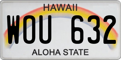HI license plate WOU632