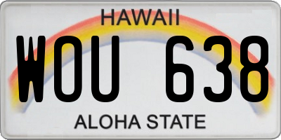 HI license plate WOU638