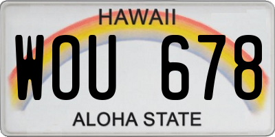 HI license plate WOU678