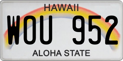 HI license plate WOU952