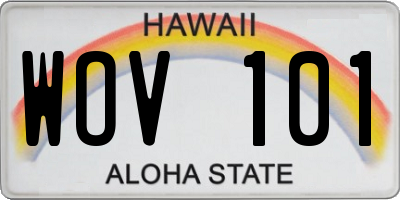HI license plate WOV101