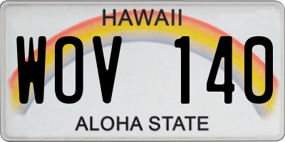 HI license plate WOV140