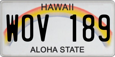 HI license plate WOV189