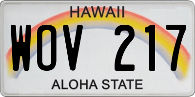 HI license plate WOV217