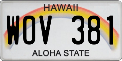 HI license plate WOV381