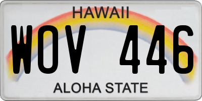 HI license plate WOV446