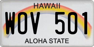 HI license plate WOV501