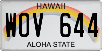 HI license plate WOV644