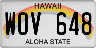 HI license plate WOV648
