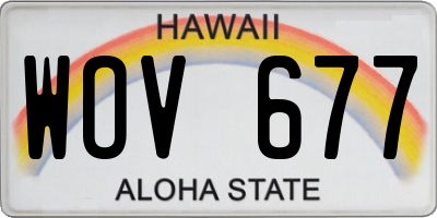 HI license plate WOV677