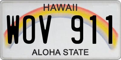 HI license plate WOV911