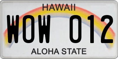HI license plate WOW012