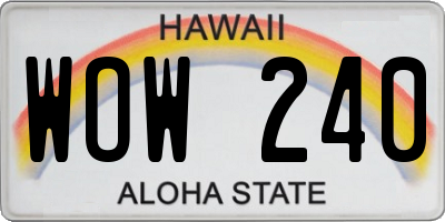 HI license plate WOW240