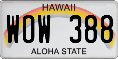 HI license plate WOW388
