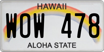 HI license plate WOW478