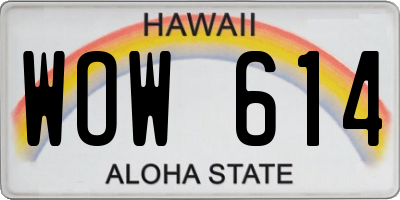 HI license plate WOW614