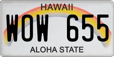 HI license plate WOW655