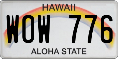 HI license plate WOW776