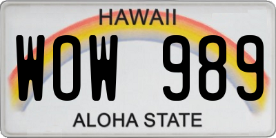HI license plate WOW989