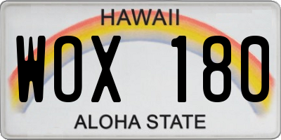 HI license plate WOX180