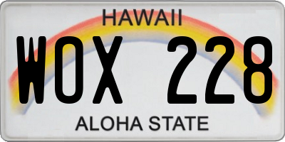 HI license plate WOX228