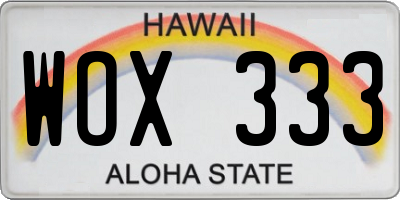 HI license plate WOX333