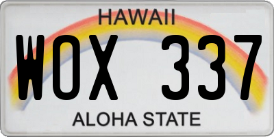 HI license plate WOX337