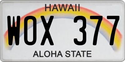 HI license plate WOX377