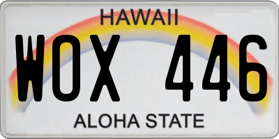 HI license plate WOX446