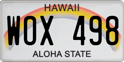HI license plate WOX498
