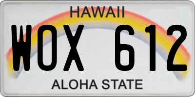 HI license plate WOX612