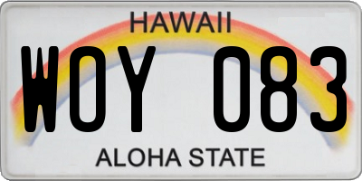 HI license plate WOY083