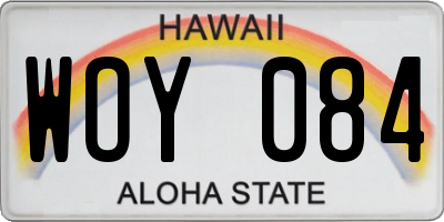 HI license plate WOY084