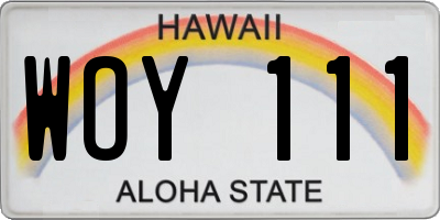 HI license plate WOY111