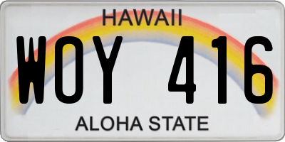 HI license plate WOY416