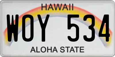 HI license plate WOY534