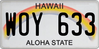 HI license plate WOY633