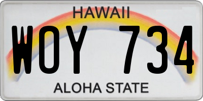HI license plate WOY734