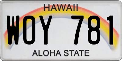 HI license plate WOY781