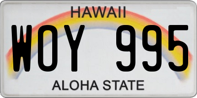 HI license plate WOY995