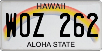 HI license plate WOZ262