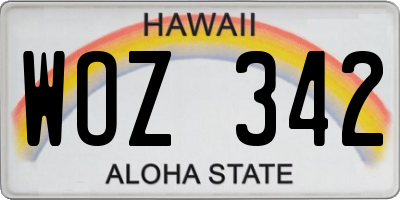 HI license plate WOZ342