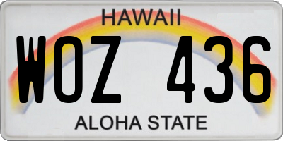HI license plate WOZ436