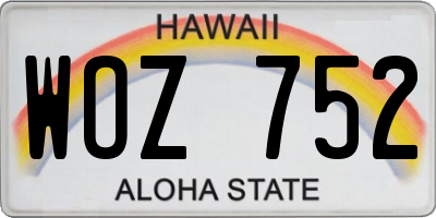 HI license plate WOZ752