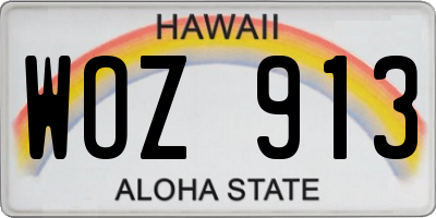 HI license plate WOZ913